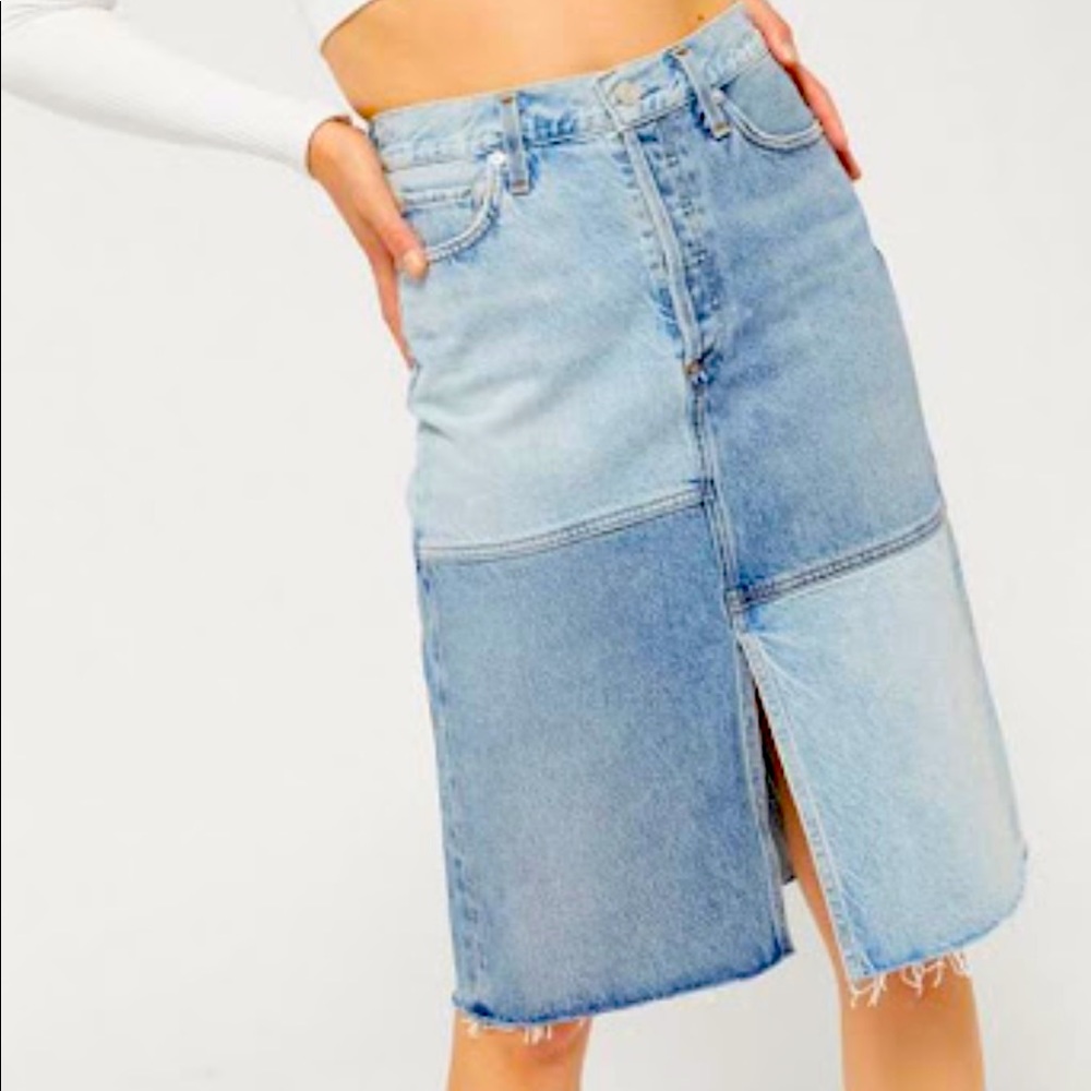 Agolde patchwork denim skirt